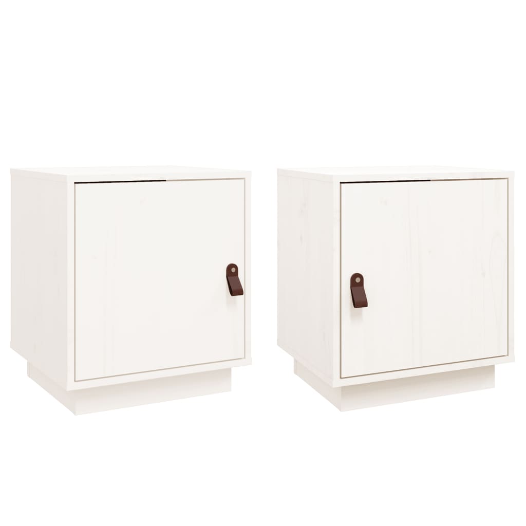 Comodini Bianco 2 pz 40x34x45 cm in Legno Massello di Pino - homemem39