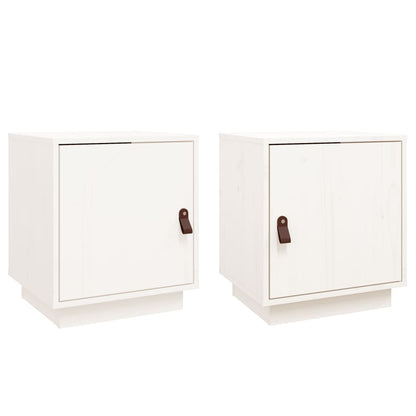 Comodini Bianco 2 pz 40x34x45 cm in Legno Massello di Pino - homemem39