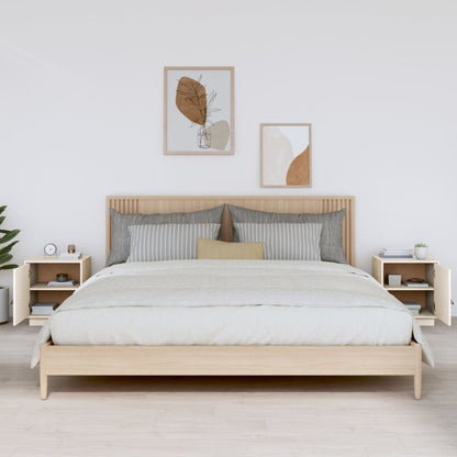 Comodini Bianco 2 pz 40x34x45 cm in Legno Massello di Pino - homemem39