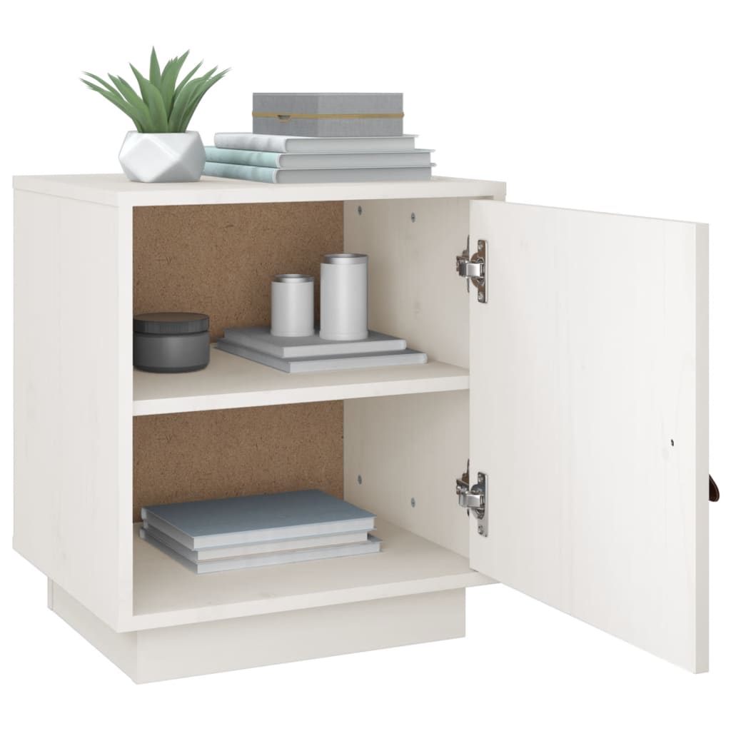Comodini Bianco 2 pz 40x34x45 cm in Legno Massello di Pino - homemem39