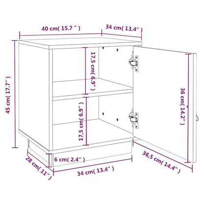 Comodini Bianco 2 pz 40x34x45 cm in Legno Massello di Pino