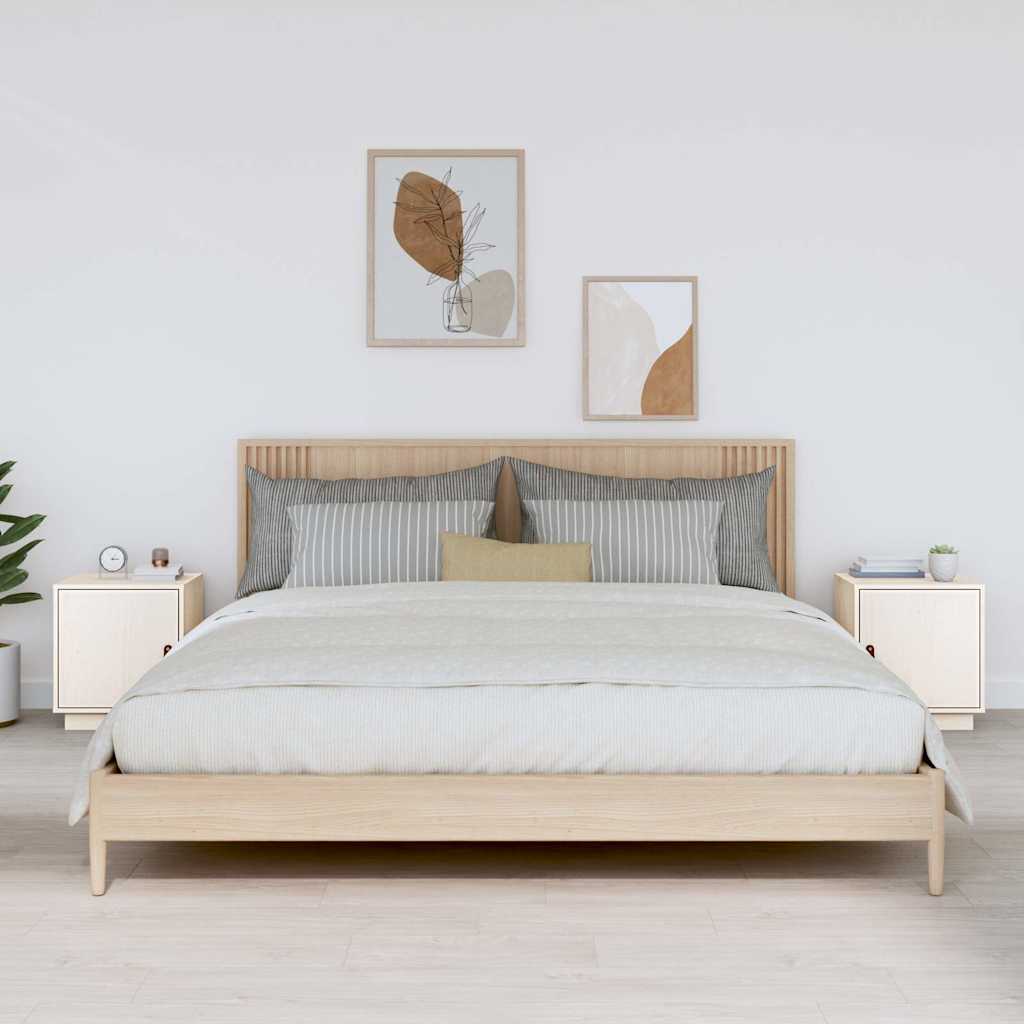 Comodini Bianco 2 pz 40x34x45 cm in Legno Massello di Pino