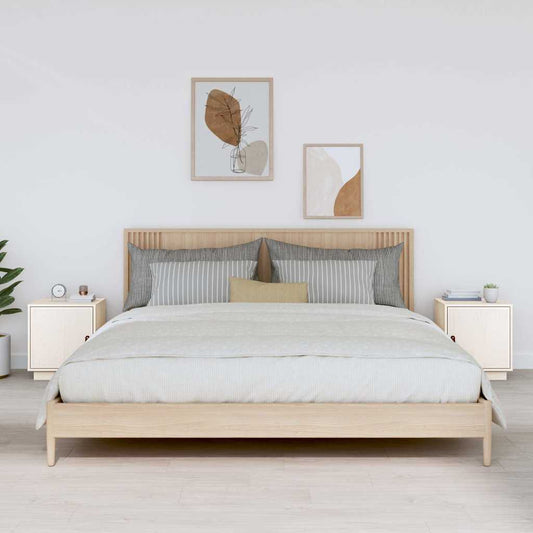 Comodini Bianco 2 pz 40x34x45 cm in Legno Massello di Pino