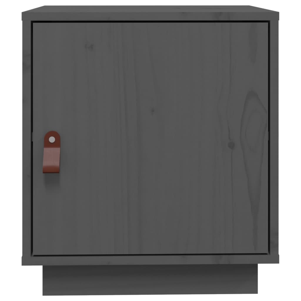 Comodino Grigio 40x34x45 cm in Legno Massello di Pino - homemem39