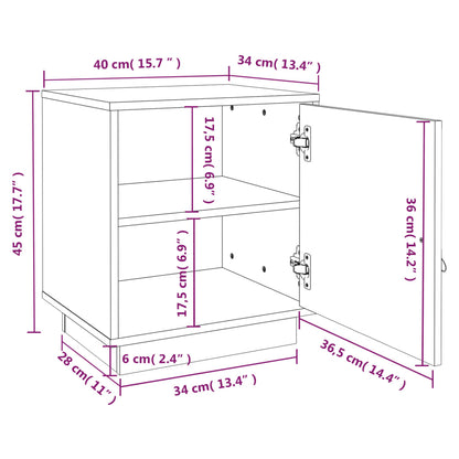 Comodini Grigi 2 pz 40x34x45 cm in Legno Massello di Pino