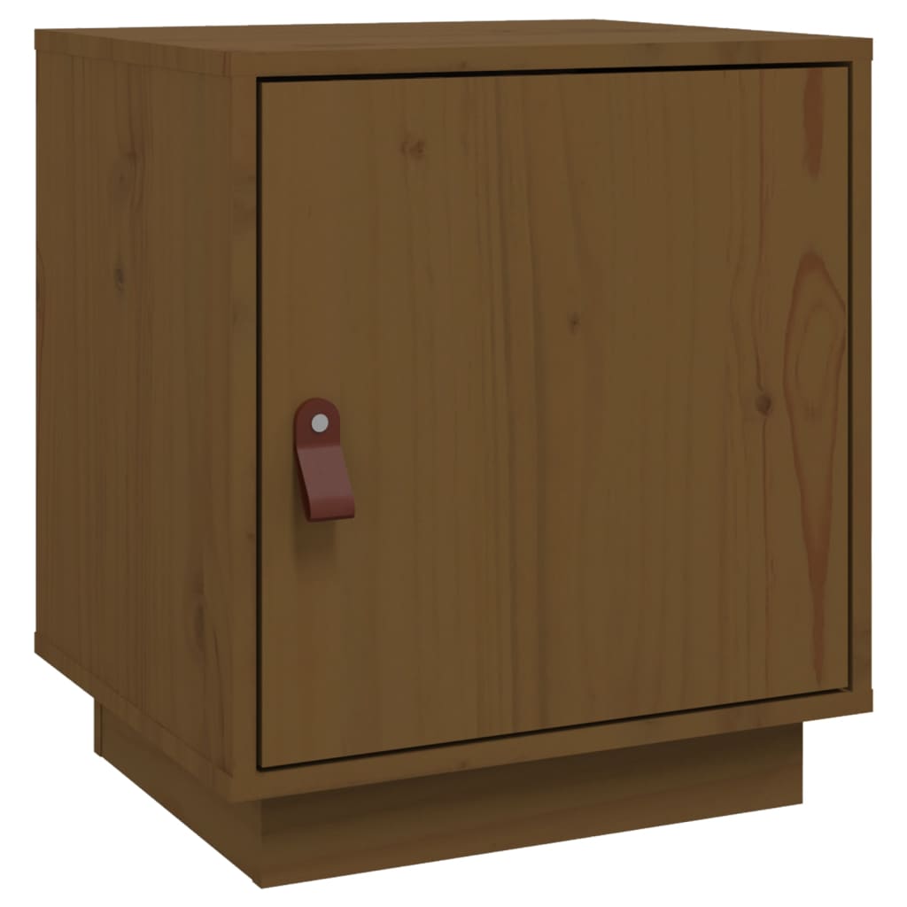 Comodino Marrone Ambrato 40x34x45 cm in Legno Massello di Pino