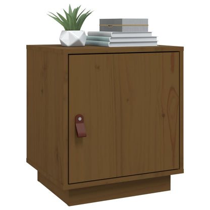 Comodino Marrone Ambrato 40x34x45 cm in Legno Massello di Pino