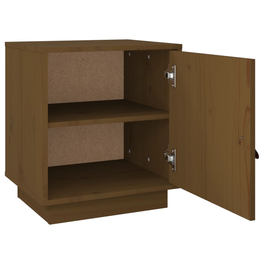Comodino Marrone Ambrato 40x34x45 cm in Legno Massello di Pino