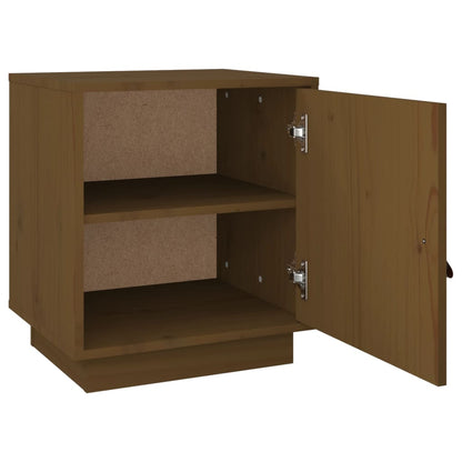 Comodino Marrone Ambrato 40x34x45 cm in Legno Massello di Pino