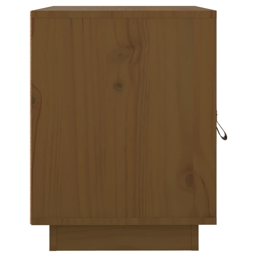 Comodino Marrone Ambrato 40x34x45 cm in Legno Massello di Pino
