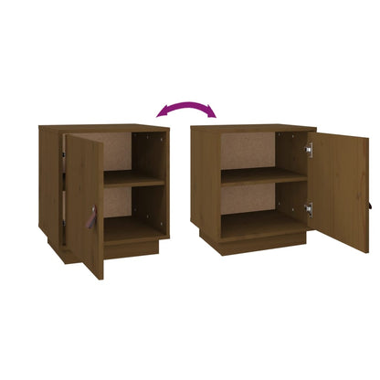 Comodino Marrone Ambrato 40x34x45 cm in Legno Massello di Pino