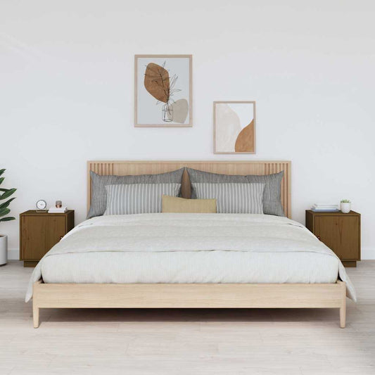 Comodini 2 pz ambra 40x34x45 cm in Legno Massello di Pino