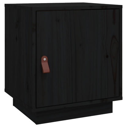 Comodino Nero 40x34x45 cm in Legno Massello di Pino - homemem39