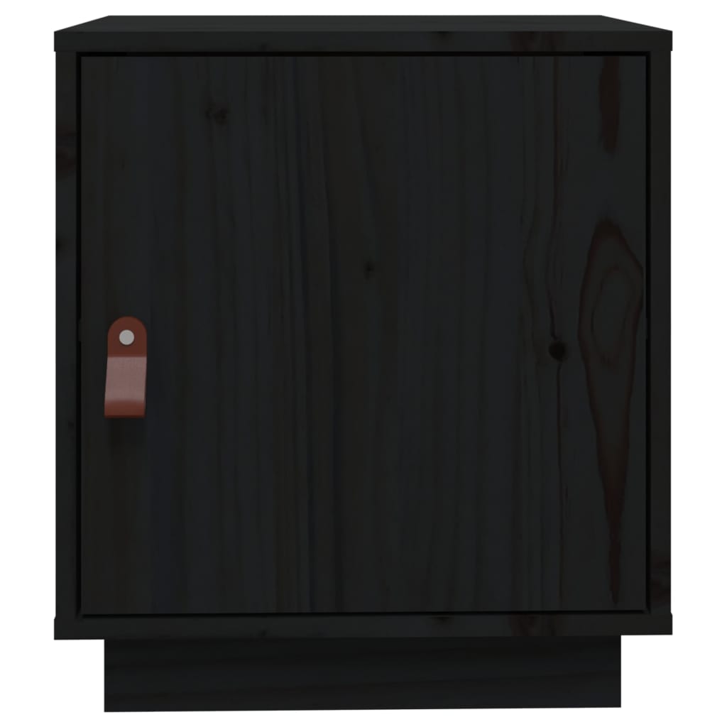 Comodino Nero 40x34x45 cm in Legno Massello di Pino - homemem39
