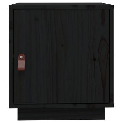 Comodino Nero 40x34x45 cm in Legno Massello di Pino - homemem39