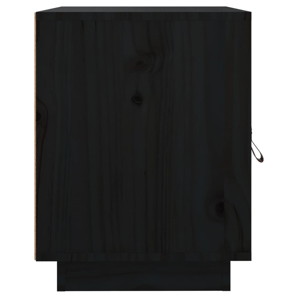 Comodino Nero 40x34x45 cm in Legno Massello di Pino - homemem39