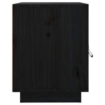 Comodino Nero 40x34x45 cm in Legno Massello di Pino - homemem39