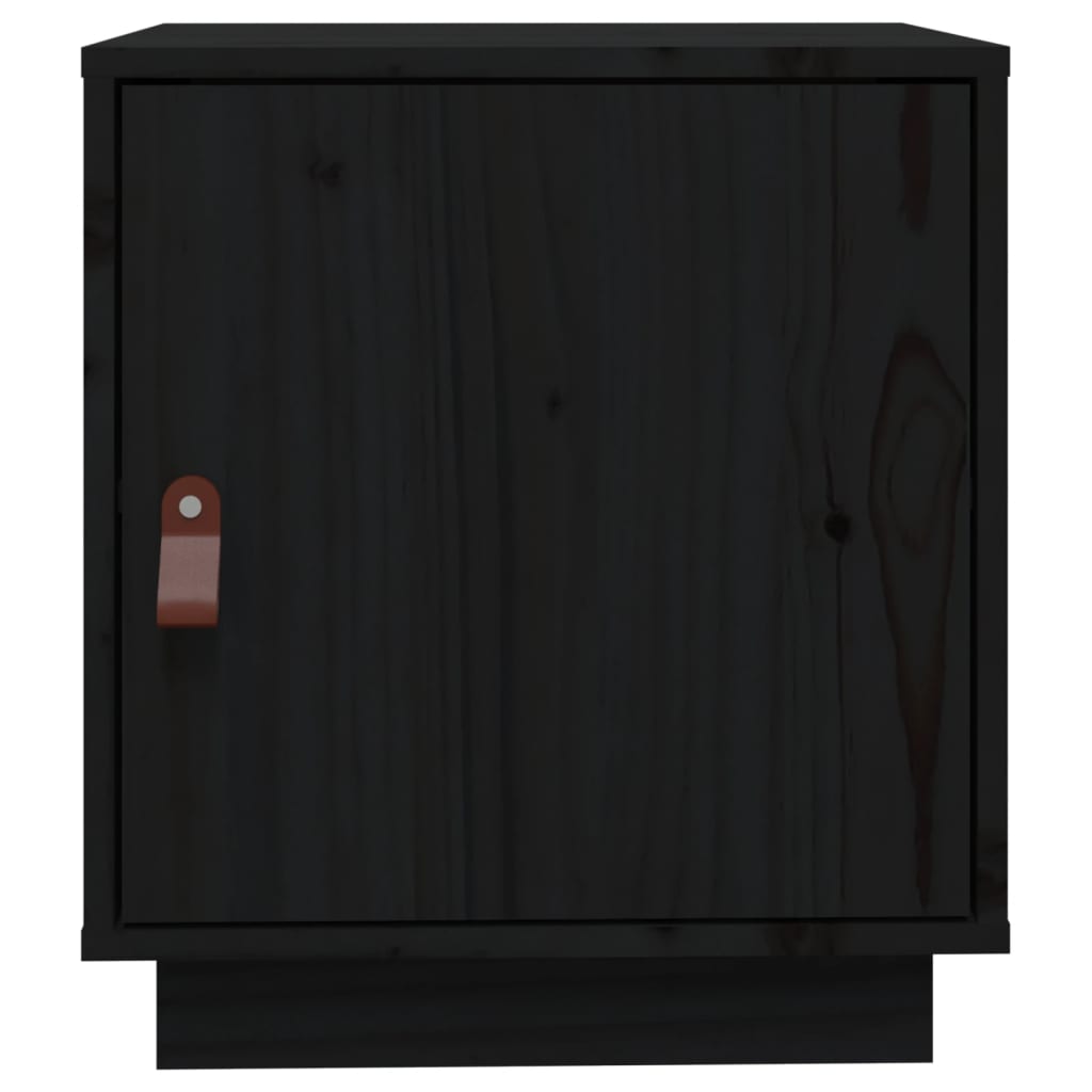 Comodini Nero 2 pz 40x34x45 cm in Legno Massello di Pino - homemem39