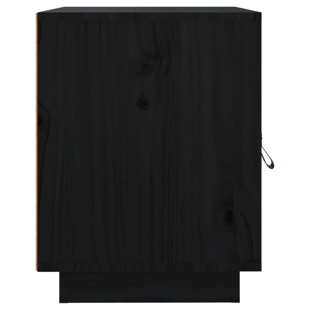 Comodini Nero 2 pz 40x34x45 cm in Legno Massello di Pino - homemem39