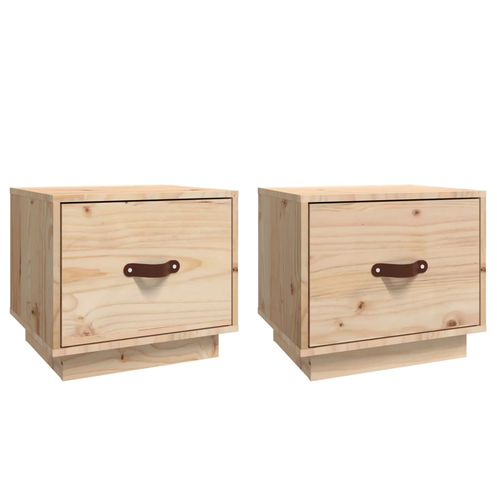 Comodini 2 pz 40x34x35 cm in Legno Massello di Pino - homemem39