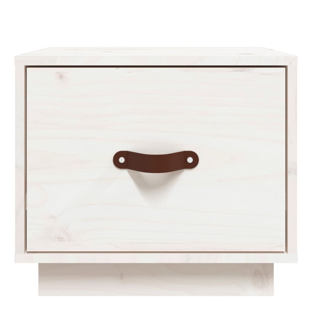 Comodino Bianco 40x34x35 cm in Legno Massello di Pino - homemem39