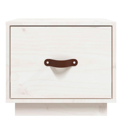 Comodino Bianco 40x34x35 cm in Legno Massello di Pino - homemem39