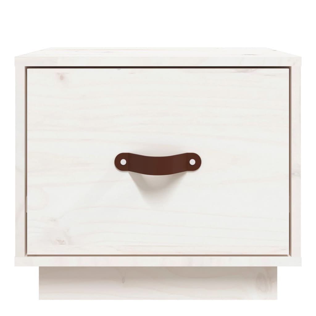 Comodini 2 pz Bianco 40x34x35 cm in Legno Massello di Pino - homemem39