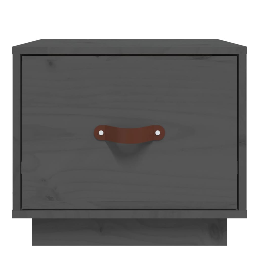 Comodino Grigio 40x34x35 cm in Legno Massello di Pino | homemem39