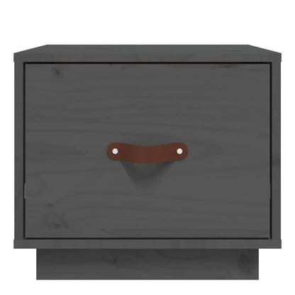 Comodino Grigio 40x34x35 cm in Legno Massello di Pino | homemem39