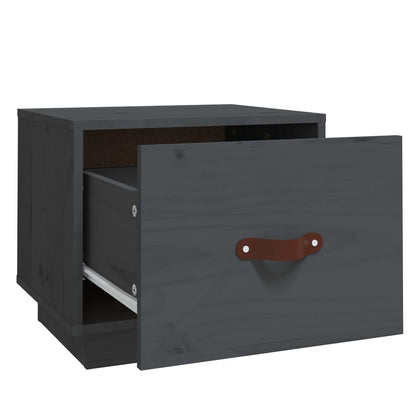 Comodino Grigio 40x34x35 cm in Legno Massello di Pino | homemem39