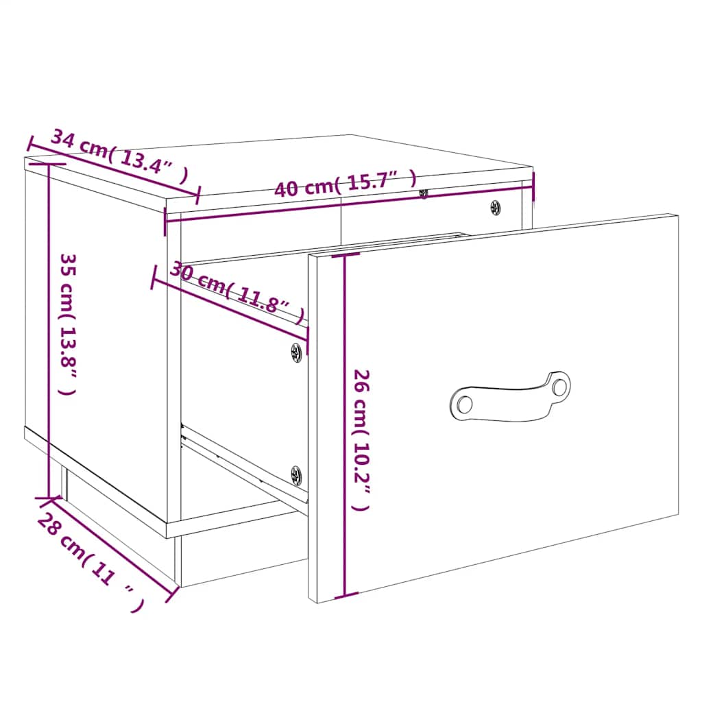 Comodini 2 pz Grigi 40x34x35 cm in Legno Massello di Pino