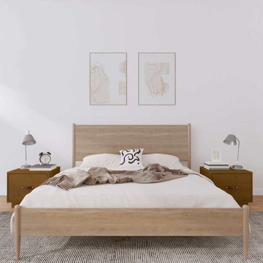 Comodini 2 pz ambra 40x34x35 cm in Legno Massello di Pino