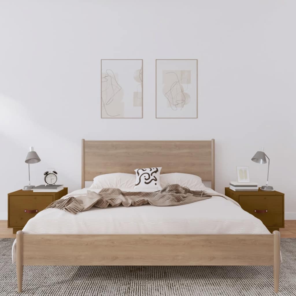 Comodini 2 pz ambra 40x34x35 cm in Legno Massello di Pino