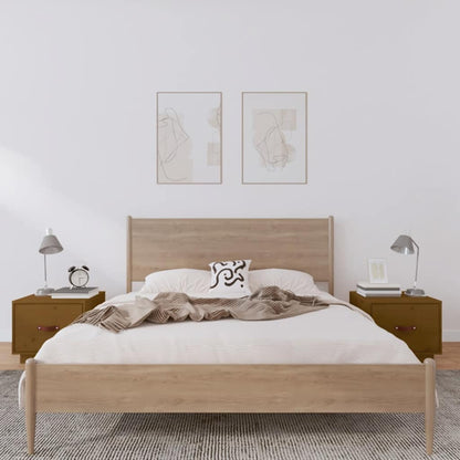 Comodini 2 pz ambra 40x34x35 cm in Legno Massello di Pino