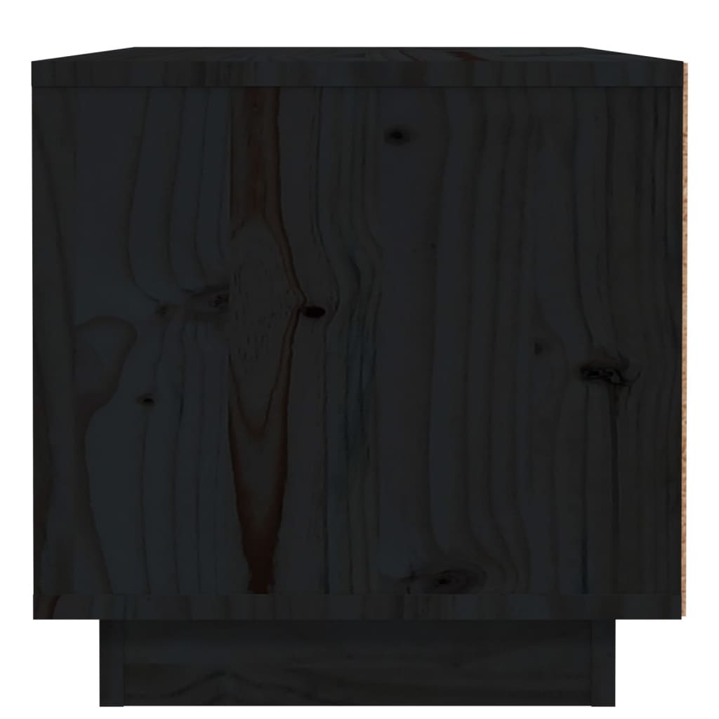 Comodino Nero 40x34x35 cm in Legno Massello di Pino - homemem39
