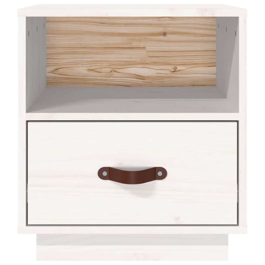 Comodini Bianco 2 pz 40x34x45 cm in Legno Massello di Pino - homemem39