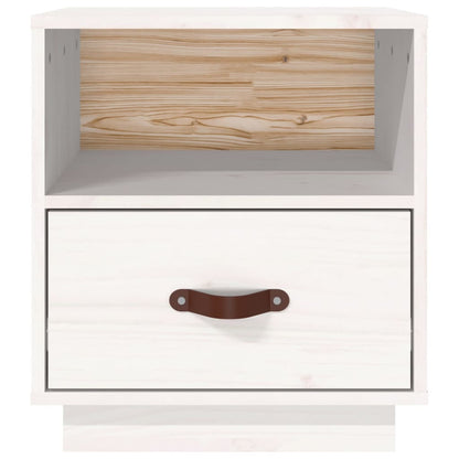 Comodini Bianco 2 pz 40x34x45 cm in Legno Massello di Pino