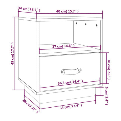 Comodini Bianco 2 pz 40x34x45 cm in Legno Massello di Pino