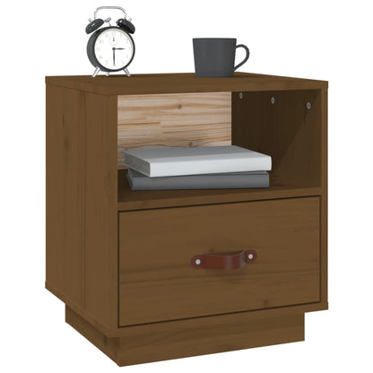 Comodino Marrone Ambrato 40x34x45 cm in Legno Massello di Pino