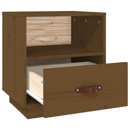 Comodino Marrone Ambrato 40x34x45 cm in Legno Massello di Pino