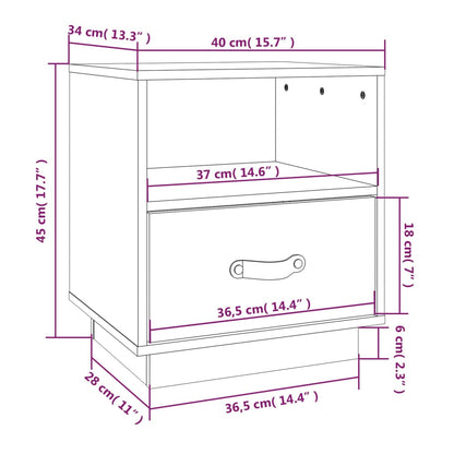 Comodino Marrone Ambrato 40x34x45 cm in Legno Massello di Pino