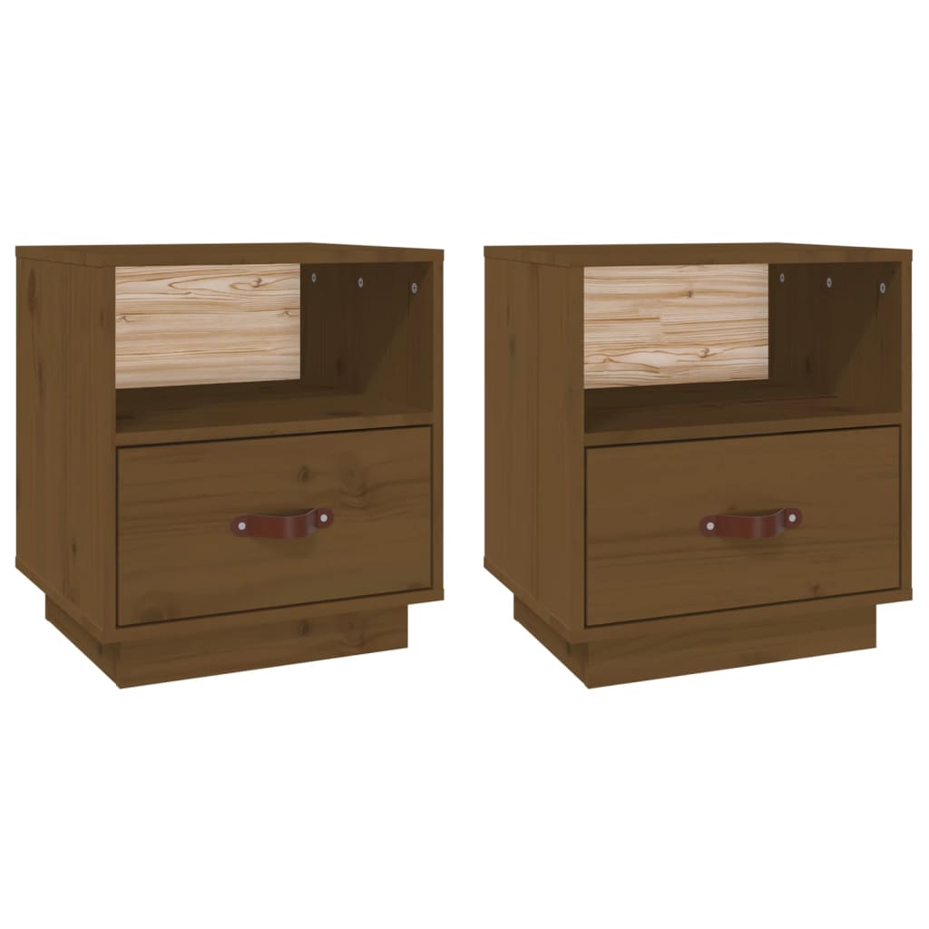 Comodini 2 pz ambra 40x34x45 cm in Legno Massello di Pino