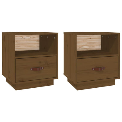 Comodini 2 pz ambra 40x34x45 cm in Legno Massello di Pino