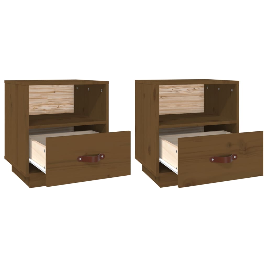 Comodini 2 pz ambra 40x34x45 cm in Legno Massello di Pino - homemem39
