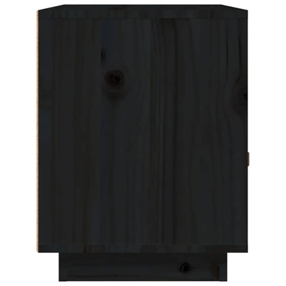 Comodino Nero 40x34x45 cm in Legno Massello di Pino