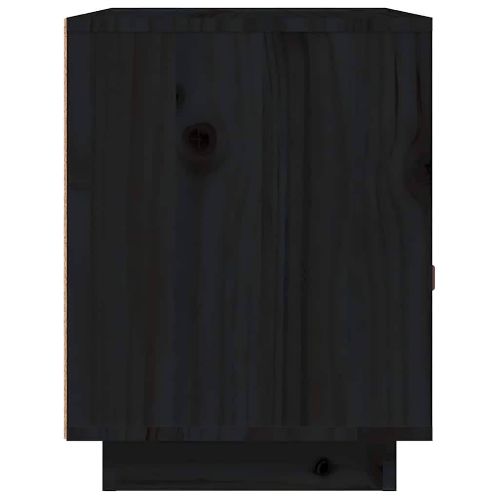 Comodini Nero 2 pz 40x34x45 cm in Legno Massello di Pino