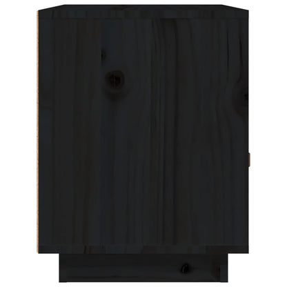Comodini Nero 2 pz 40x34x45 cm in Legno Massello di Pino