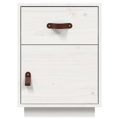 Comodino Bianco 40x34x55 cm in Legno Massello di Pino - homemem39