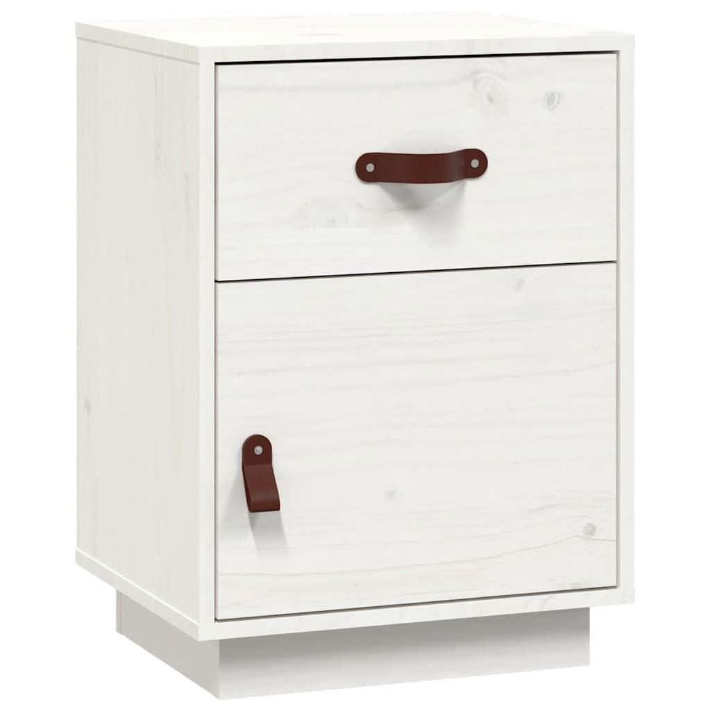Comodini Bianchi 2 pz 40x34x55 cm in Legno Massello di Pino - homemem39