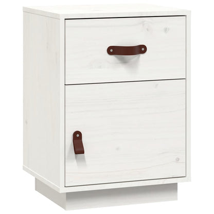 Comodini Bianchi 2 pz 40x34x55 cm in Legno Massello di Pino - homemem39
